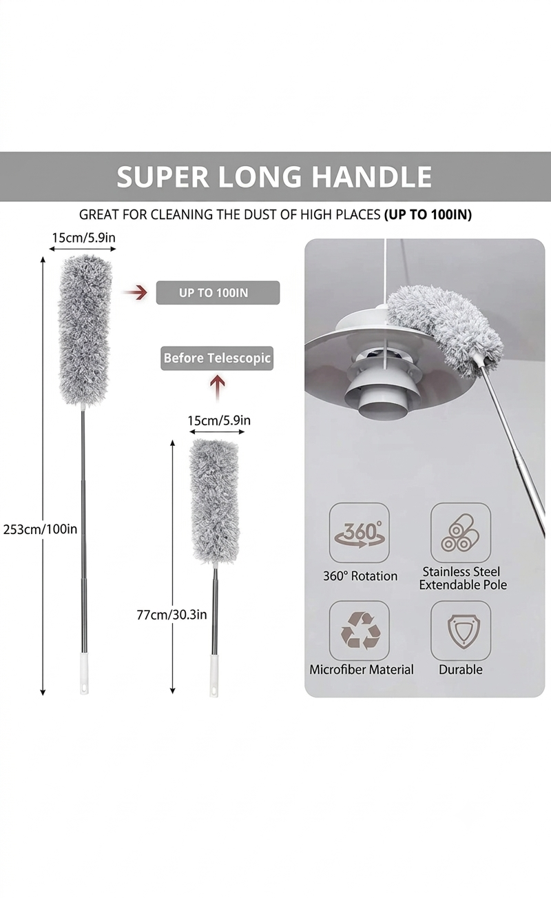 Microfiber Feather Duster Bendable